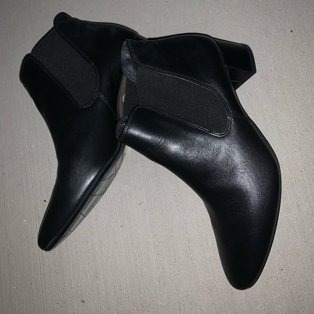 Black leather booties-Paul green